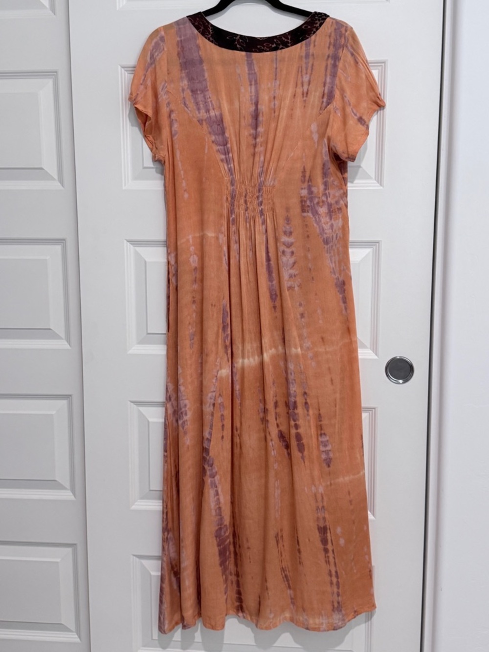 Soft Surroundings Peach Tie-Dye Dress with Black Trim Size PM - Picture 2 of 7